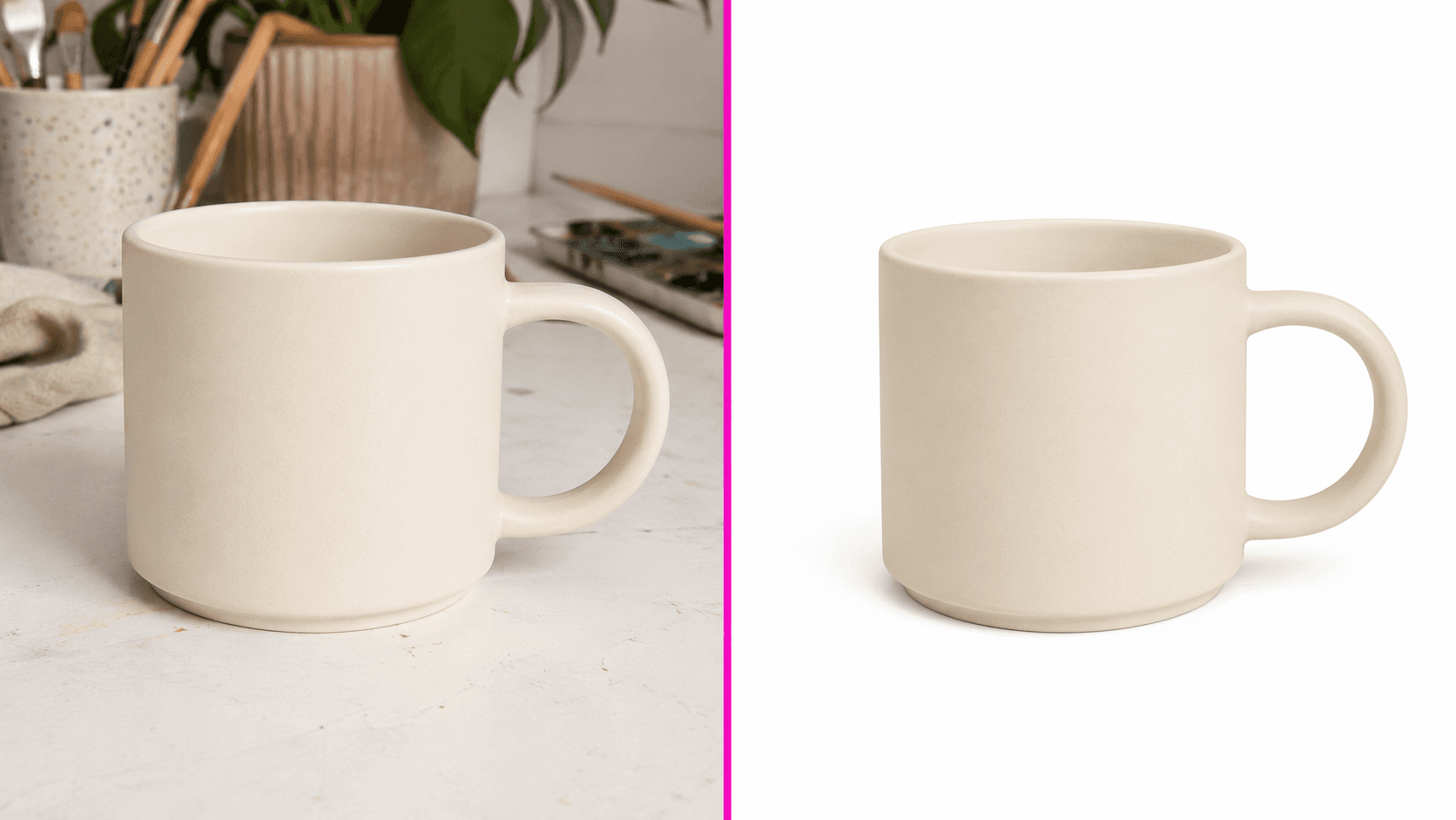 A casual phone product photo compared with a clean white-background listing image